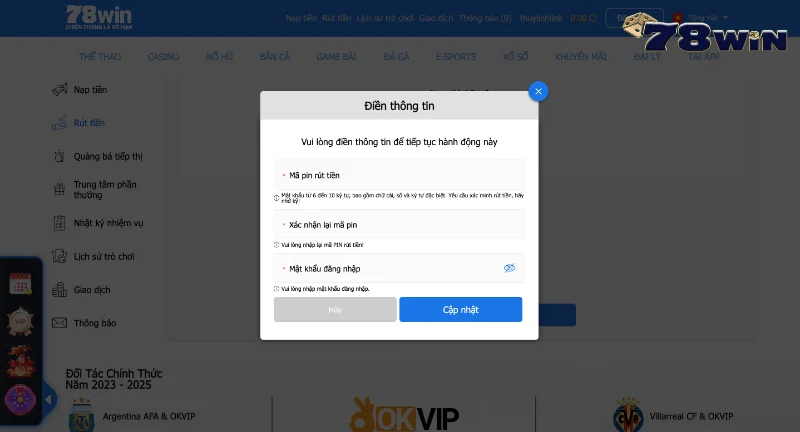 Hướng dẫn rút tiền 78win dành cho tân thủ
